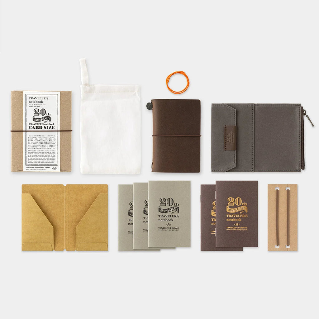 Traveler's Notebook Card Size 20th Anniversary Set - Brown