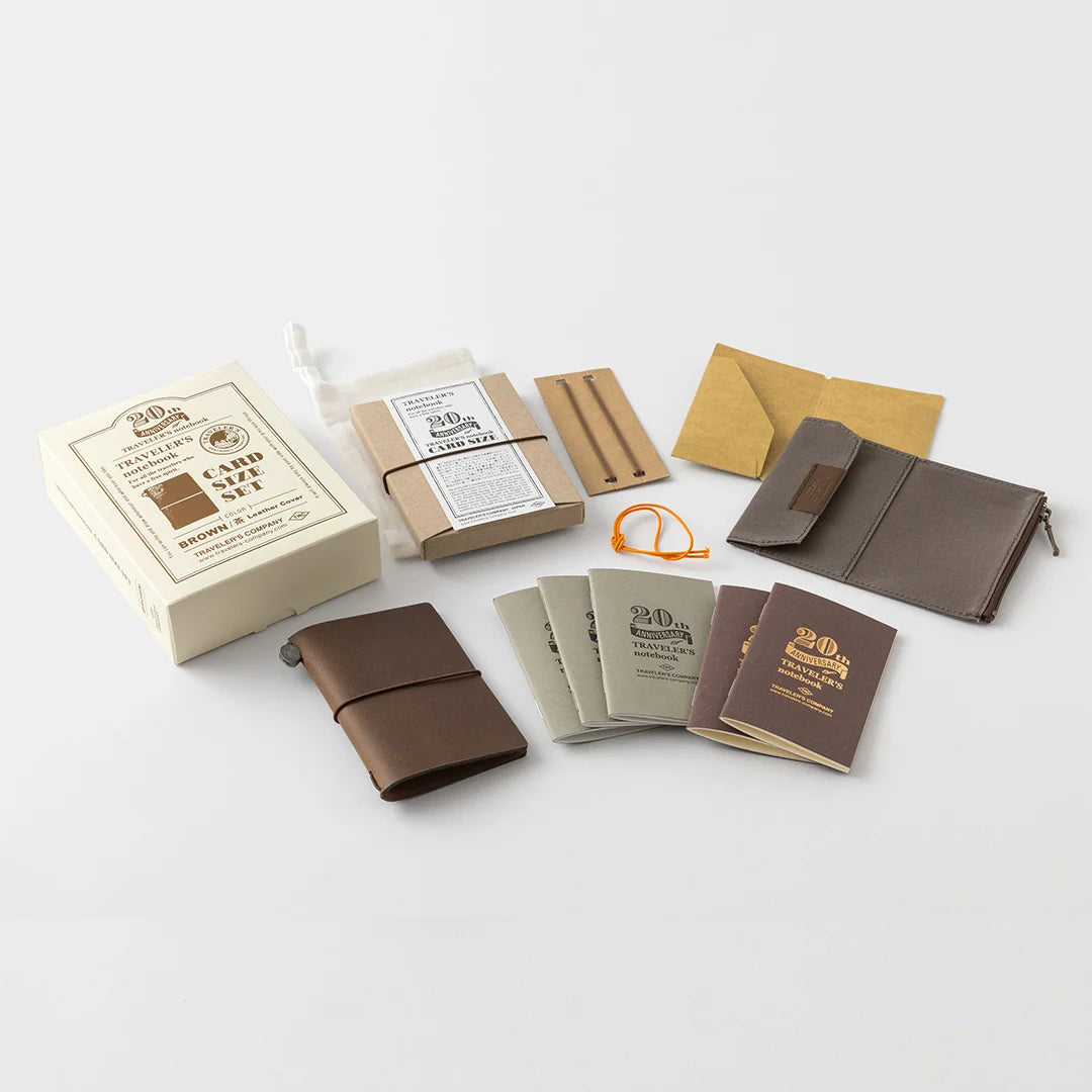 Traveler's Notebook Card Size 20th Anniversary Set - Brown