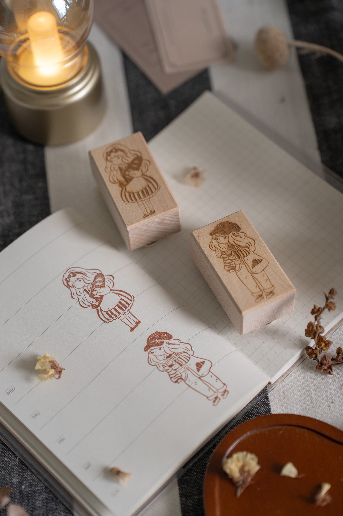 Sho Little Happiness - Croissant Girl Rubber Stamp