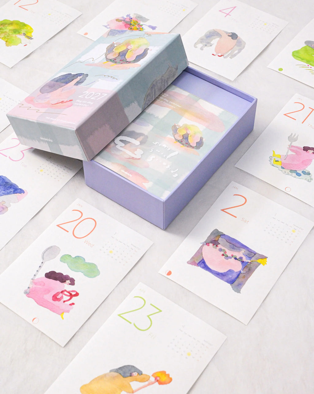 Dodolulu - 2027 365 Day-to-day Desk Calendar with Illustrations and Moon Phase