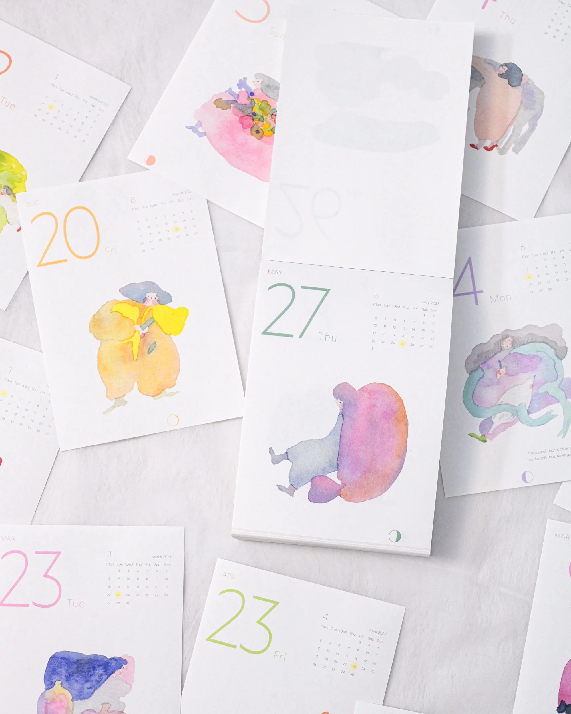 Dodolulu - 2027 365 Day-to-day Desk Calendar with Illustrations and Moon Phase