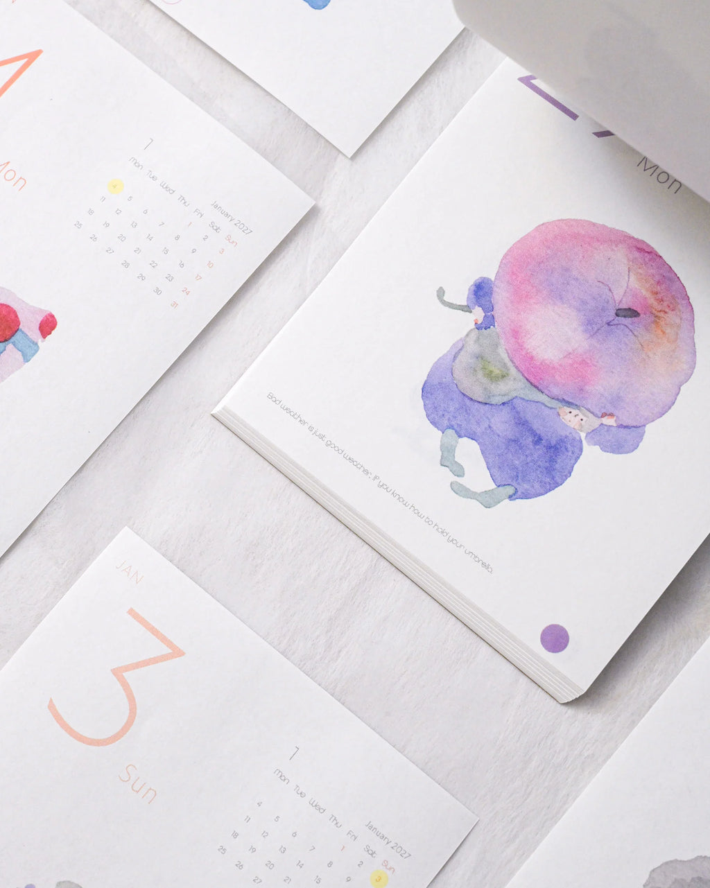 Dodolulu - 2027 365 Day-to-day Desk Calendar with Illustrations and Moon Phase