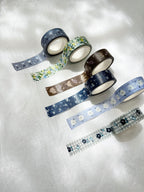 Pion - 1.5cm Deco Washi Tape {Green, Blue Bloom, Floral Check, Line Floral, Coffee Bird, Ditzy Floral}