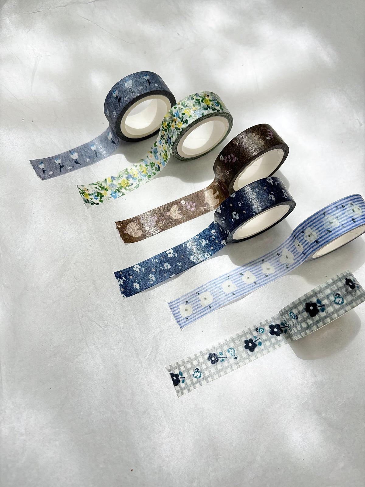 Pion - 1.5cm Deco Washi Tape {Green, Blue Bloom, Floral Check, Line Floral, Coffee Bird, Ditzy Floral}