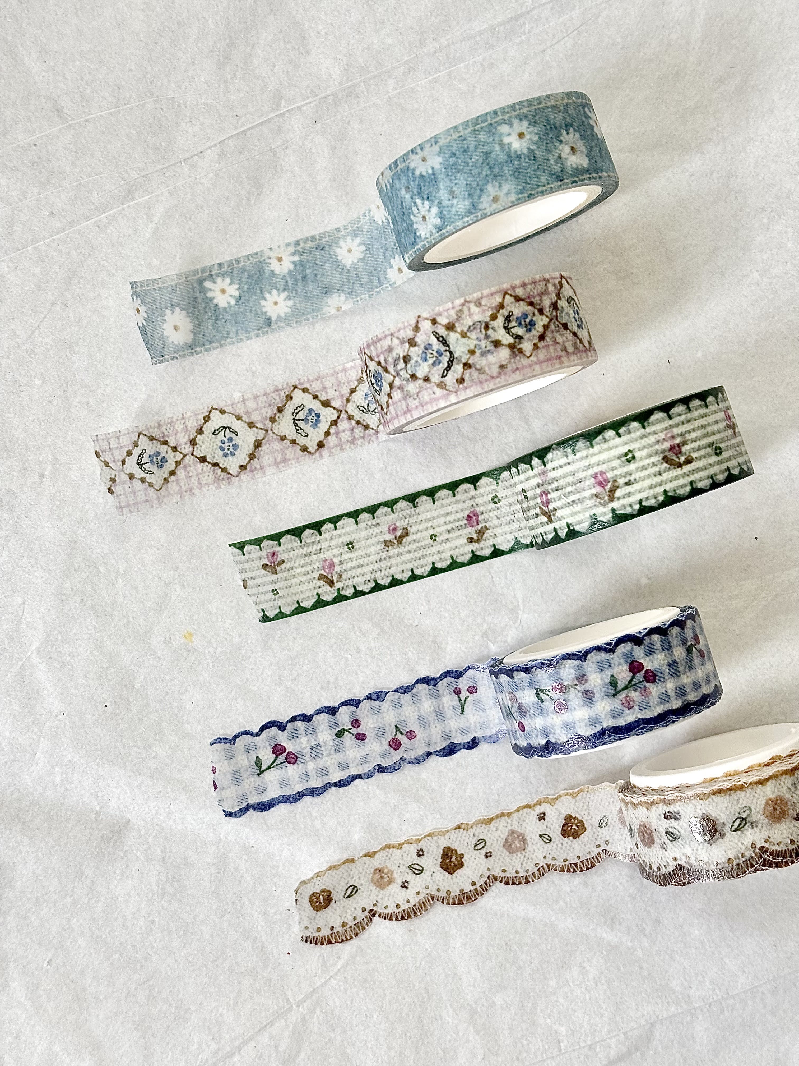 Pion - 1.5cm Deco Washi Tape {Cherry, Rustic, Daisy, Myosotis, Tulip}