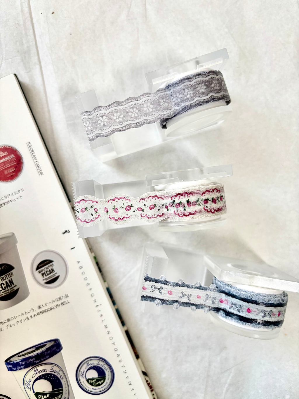 Pion - 1.5cm Deco Washi Tape {Gray, Strawberry, Tassel}