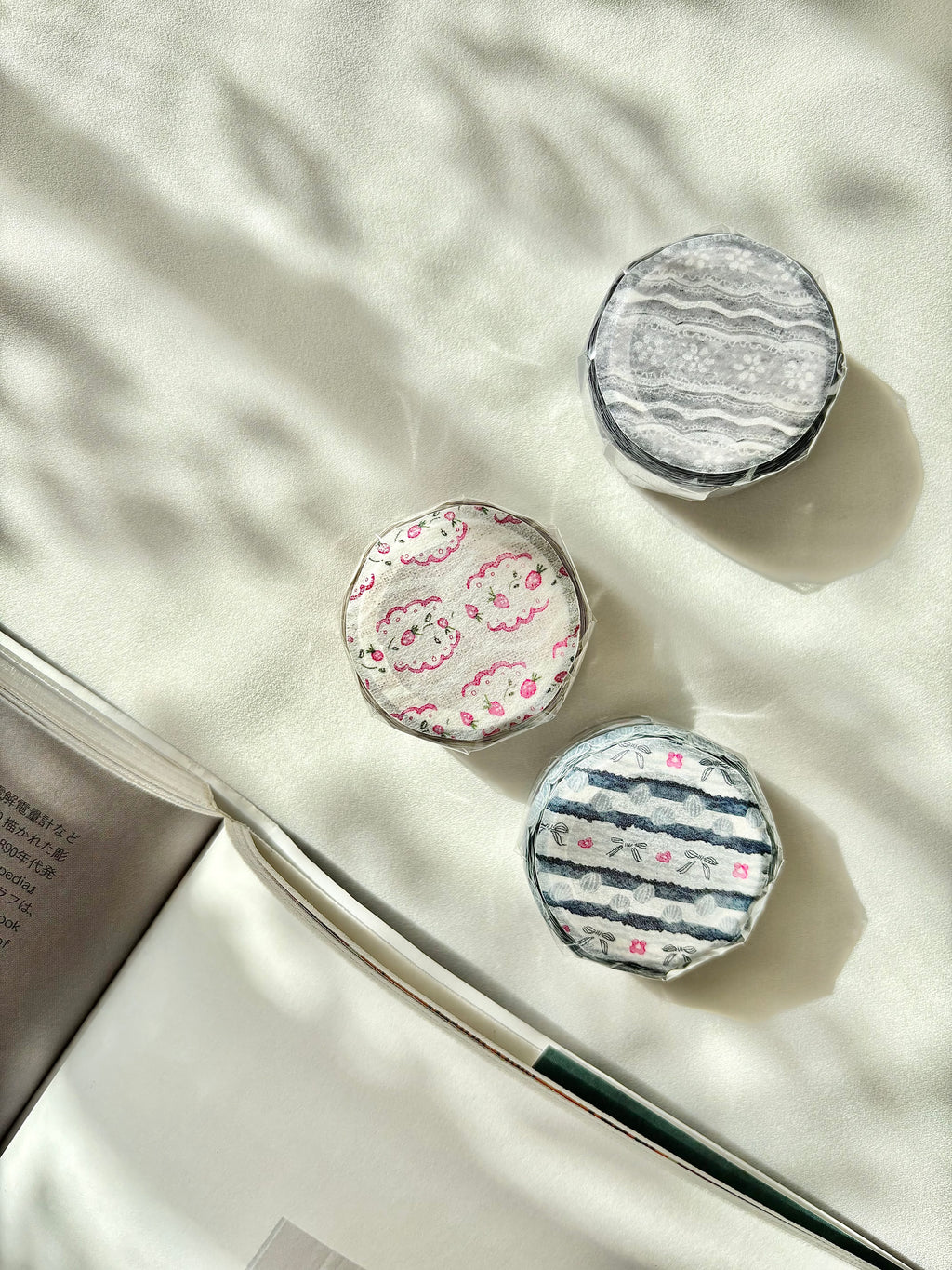 Pion - 1.5cm Deco Washi Tape {Gray, Strawberry, Tassel}