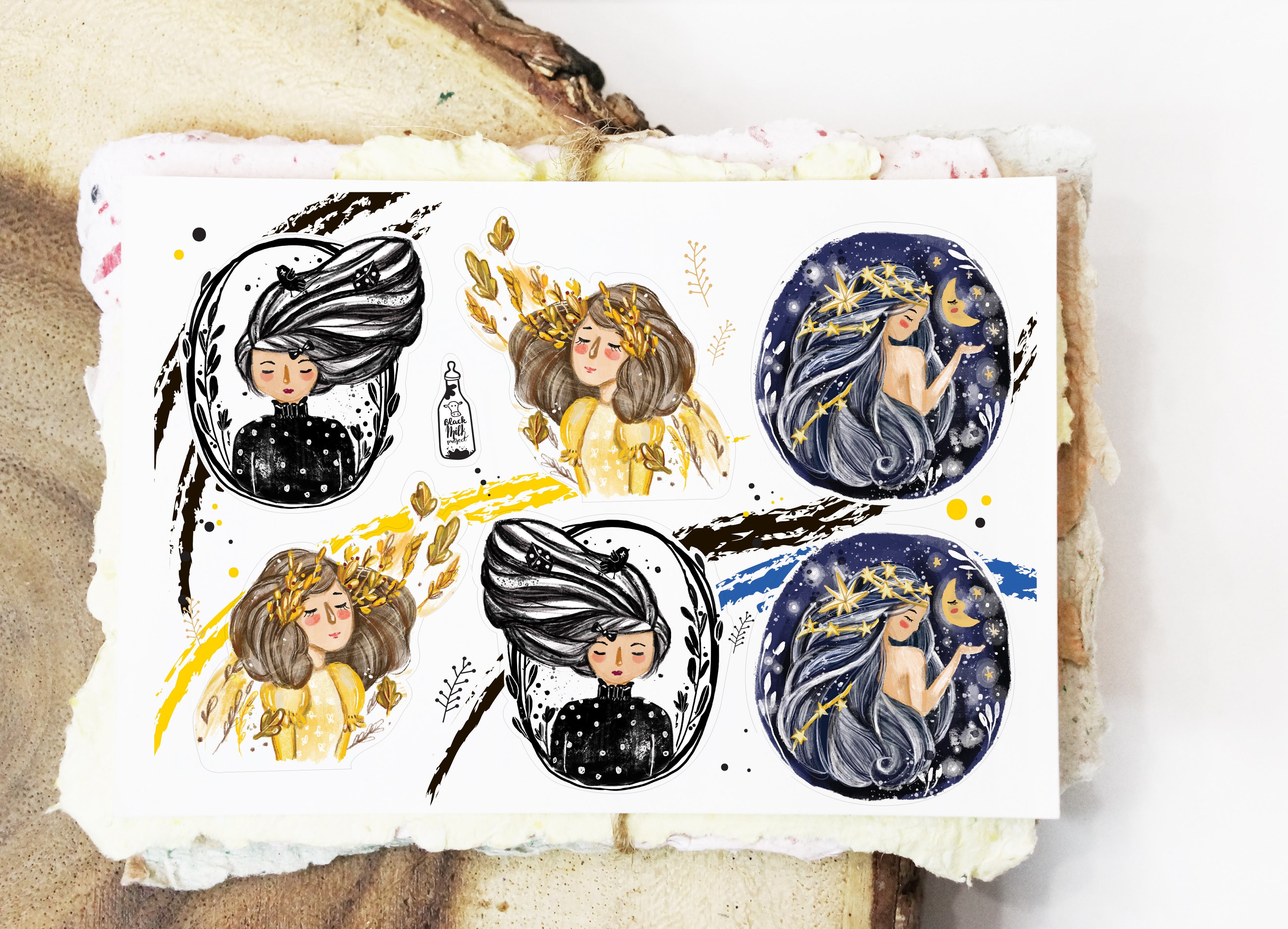 Black Milk Project - Whimsical Portrait I Sticker Sheet