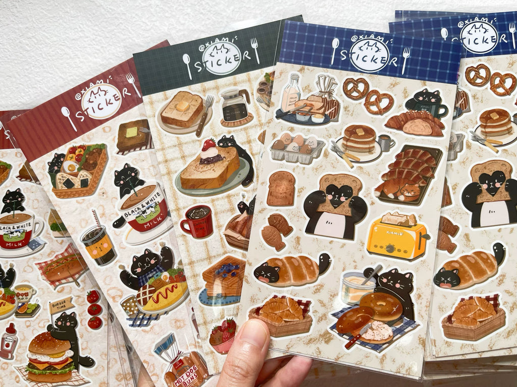 Xiami Studio - Cats & Food: Afternoon Tea Die-Cut Sticker Sheets
