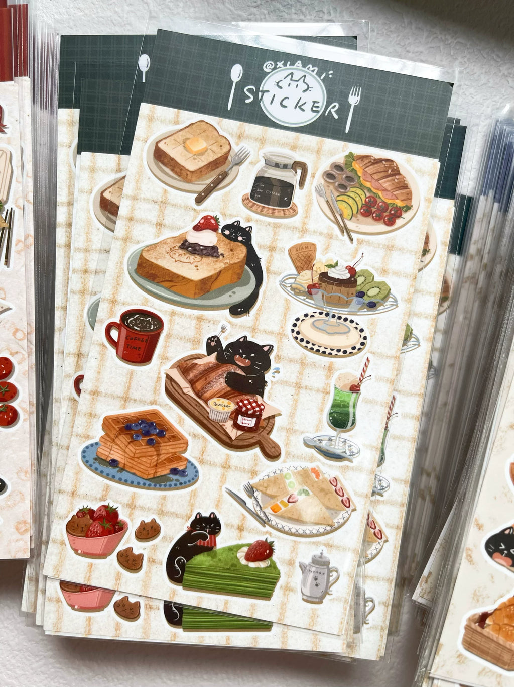 Xiami Studio - Cats & Food: Afternoon Tea Die-Cut Sticker Sheets
