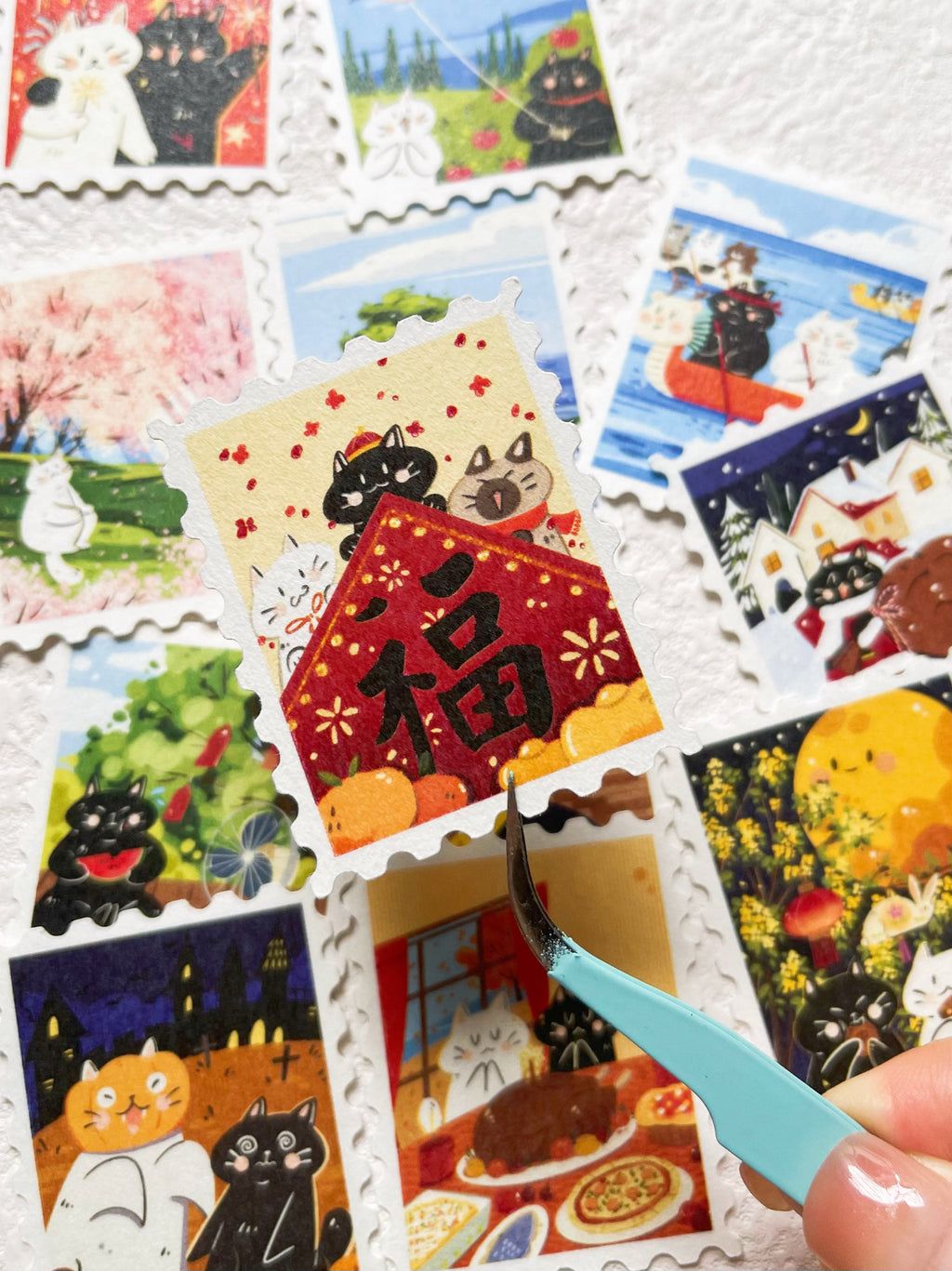 Xiami Studio - Cats Through the Seasons Stamp Sticker Set