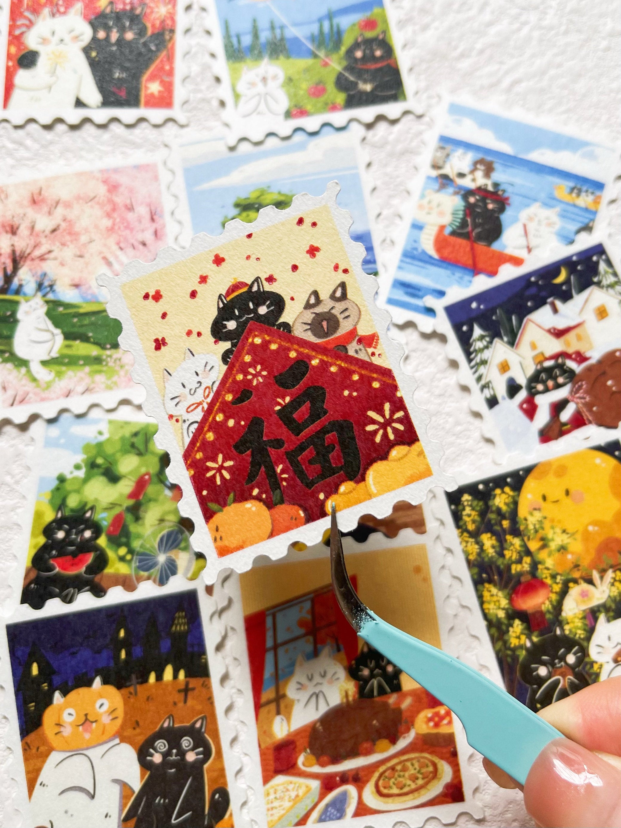 Xiami Studio - Cats Through the Seasons Stamp Sticker Set