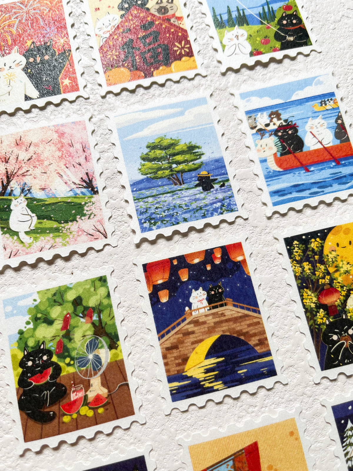 Xiami Studio - Cats Through the Seasons Stamp Sticker Set