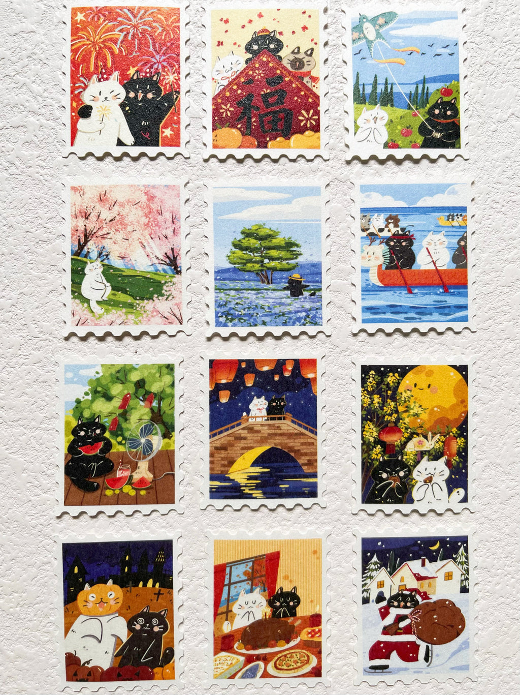 Xiami Studio - Cats Through the Seasons Stamp Sticker Set