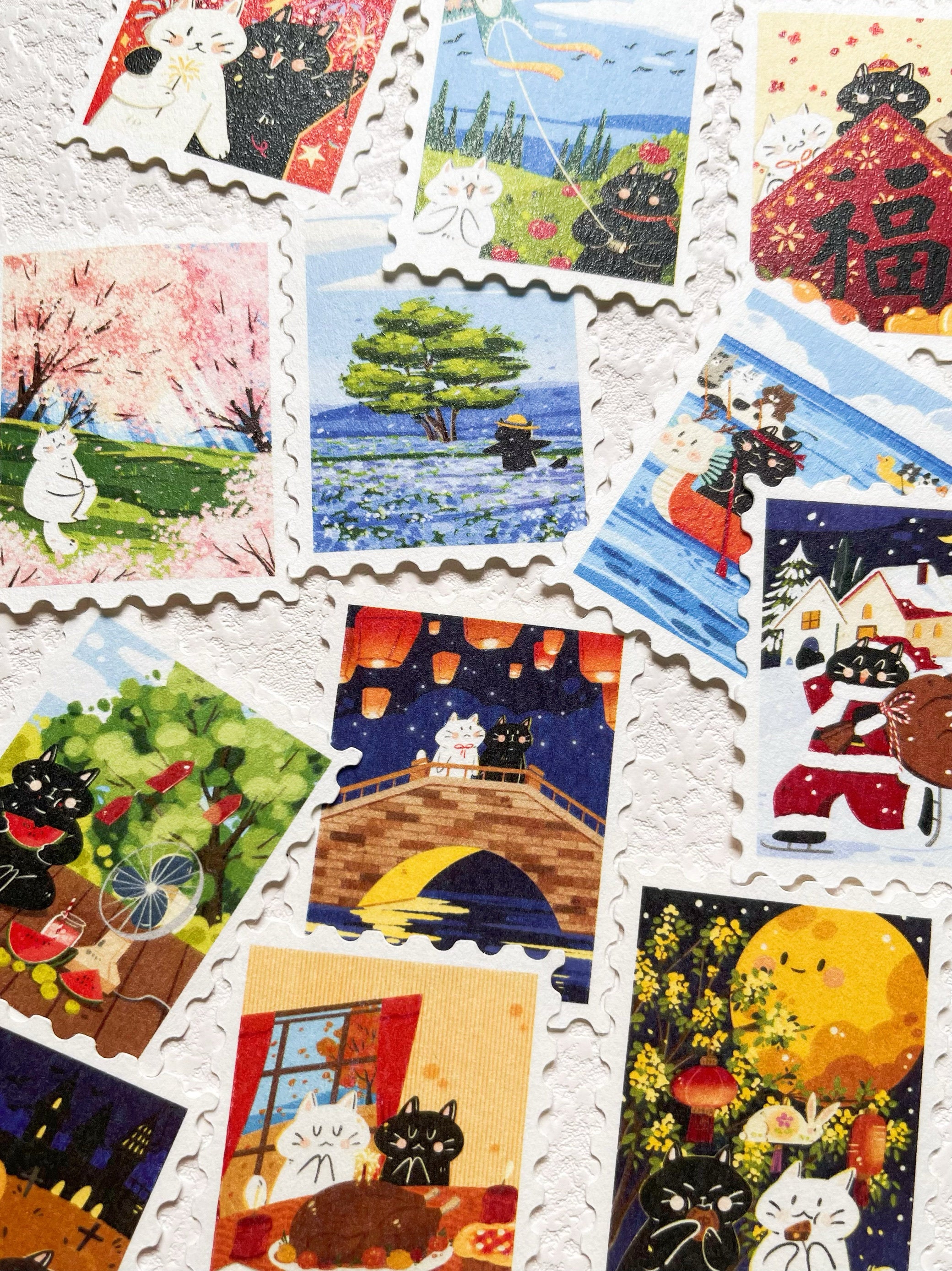 Xiami Studio - Cats Through the Seasons Stamp Sticker Set