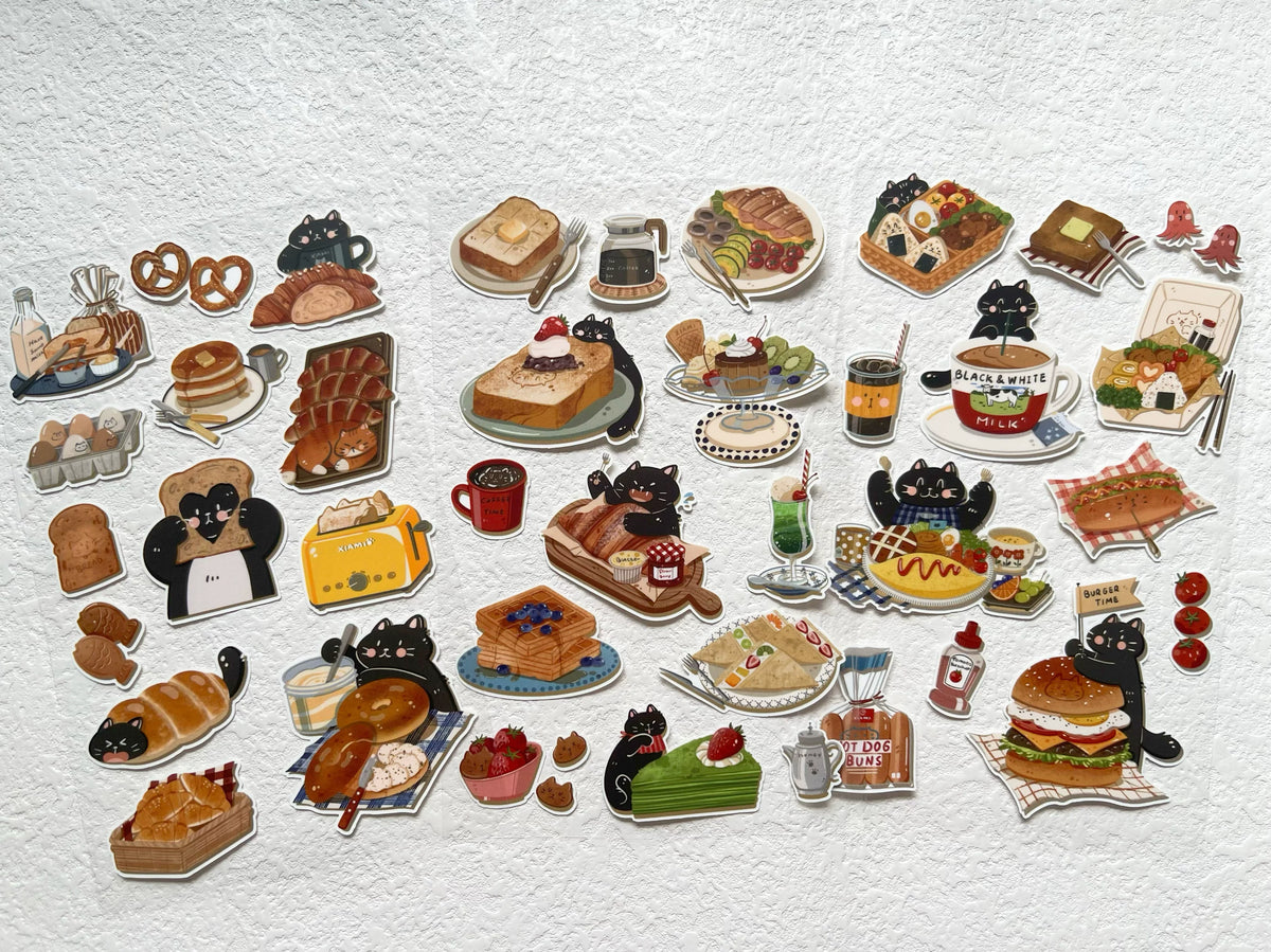 Xiami Studio - Cats & Food: Afternoon Tea Die-Cut Sticker Sheets