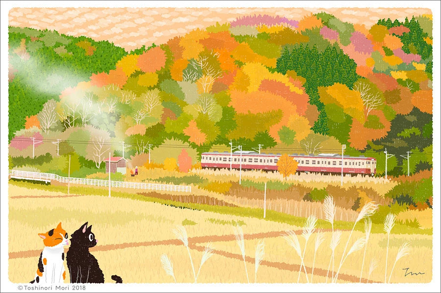 TabiNeko - Autumn Color Patchwork Postcard