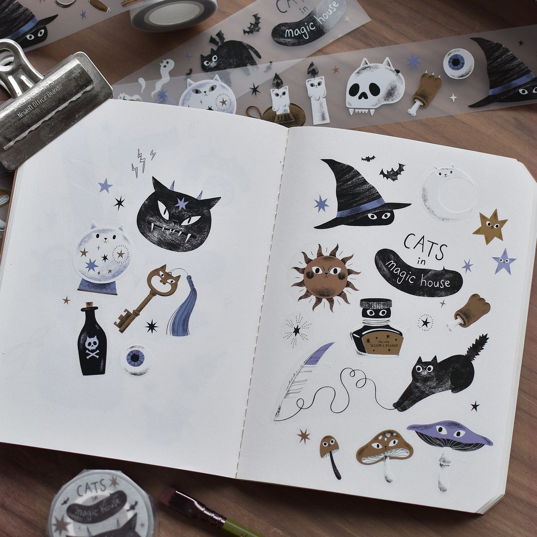Sesame & Peanut | Cats in Magic House PET Tape