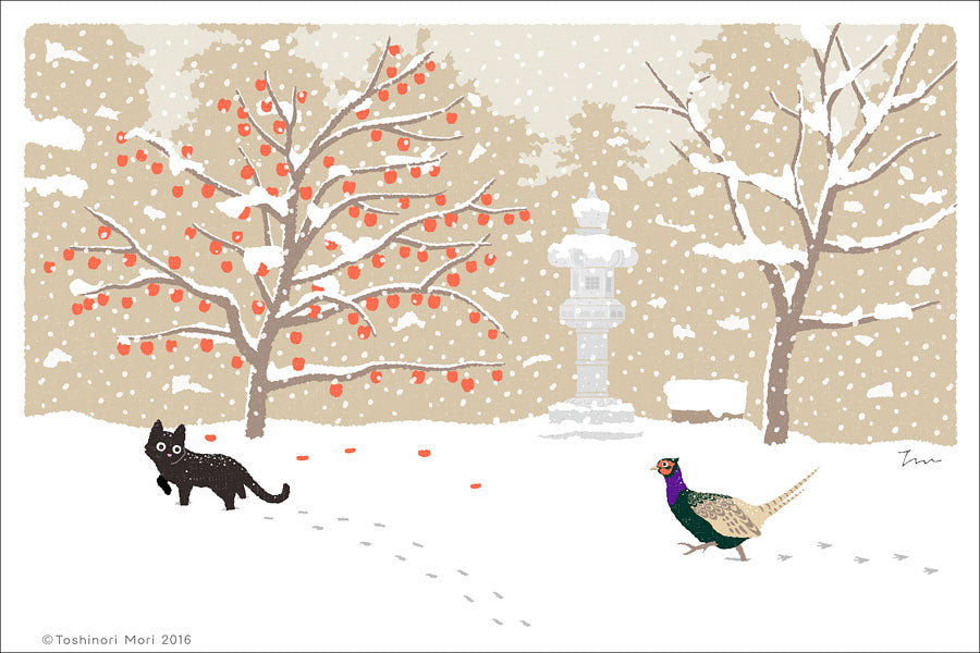 TabiNeko - Chased by a Pheasant Postcard