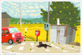 TabiNeko - Chestnut Tree and Post Car Postcard