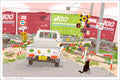 TabiNeko - Crossing and Freight Trains Postcard
