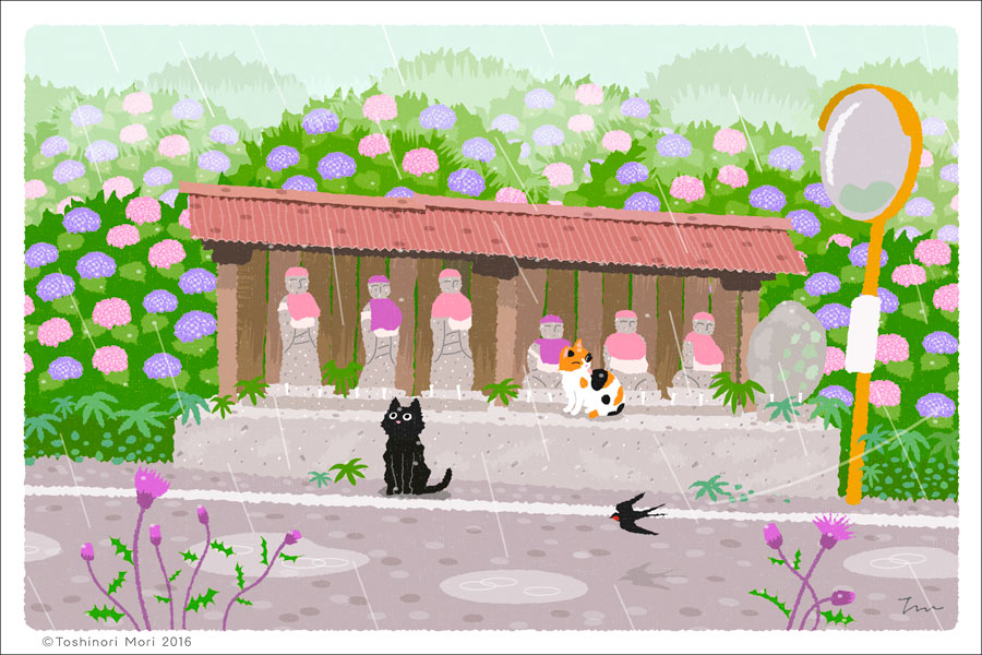 TabiNeko - Jizo-do Hall of the Rain Postcard