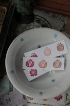 LCN - Wagashi Flowers Compressed Wood Handle Rubber Stamp Set