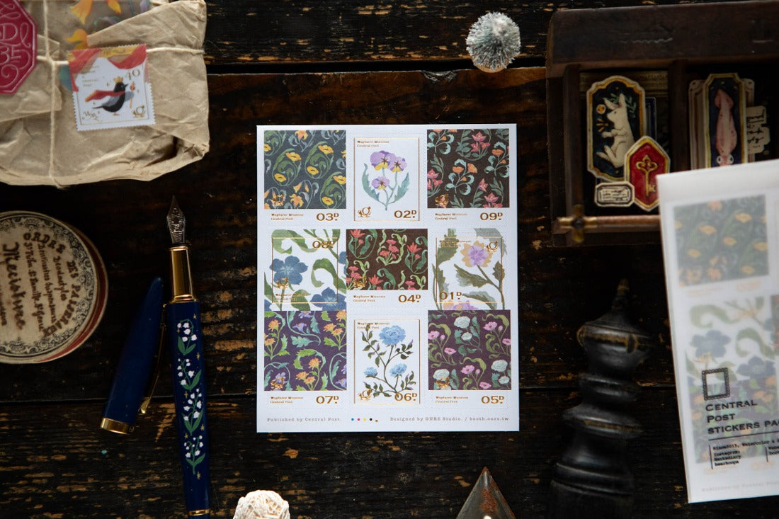 OURS - Botanical Journal Stamp Sticker Sheet