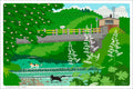 TabiNeko - Crossing a Summer River Postcard