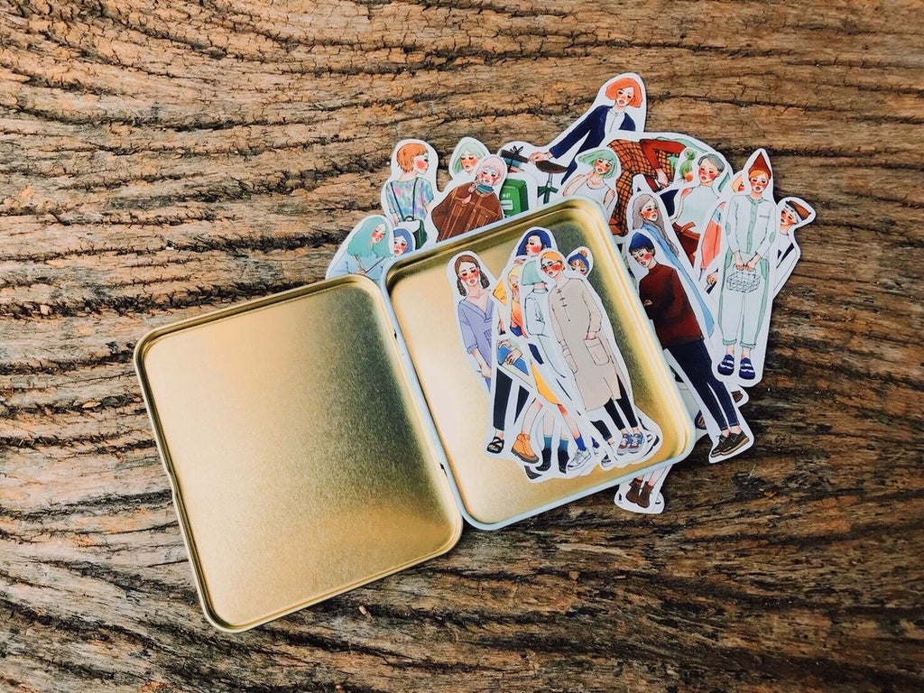 La Dolce Vita - Stationery Shop Girl Sticker Set with Tin Box