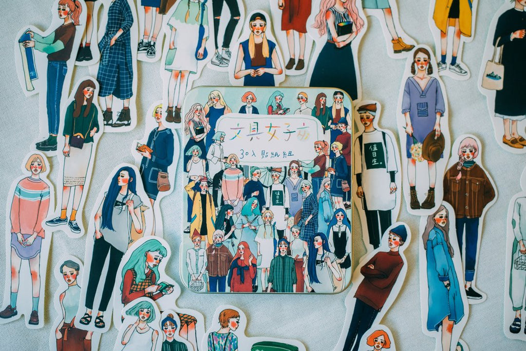 La Dolce Vita - Stationery Shop Girl Sticker Set with Tin Box