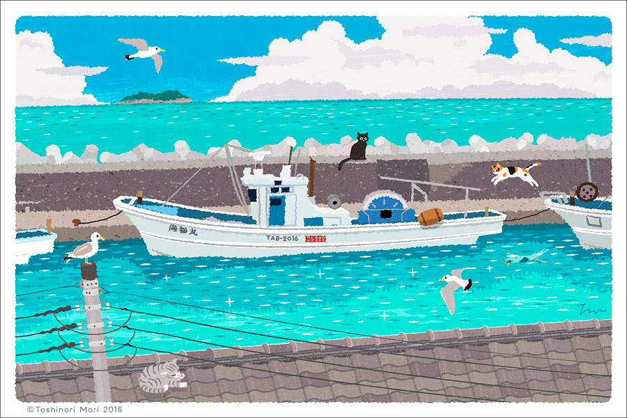 TabiNeko - Summer Embankment Postcard