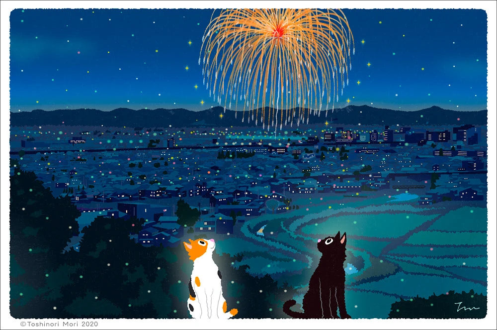 TabiNeko - Summer Fireworks Postcard