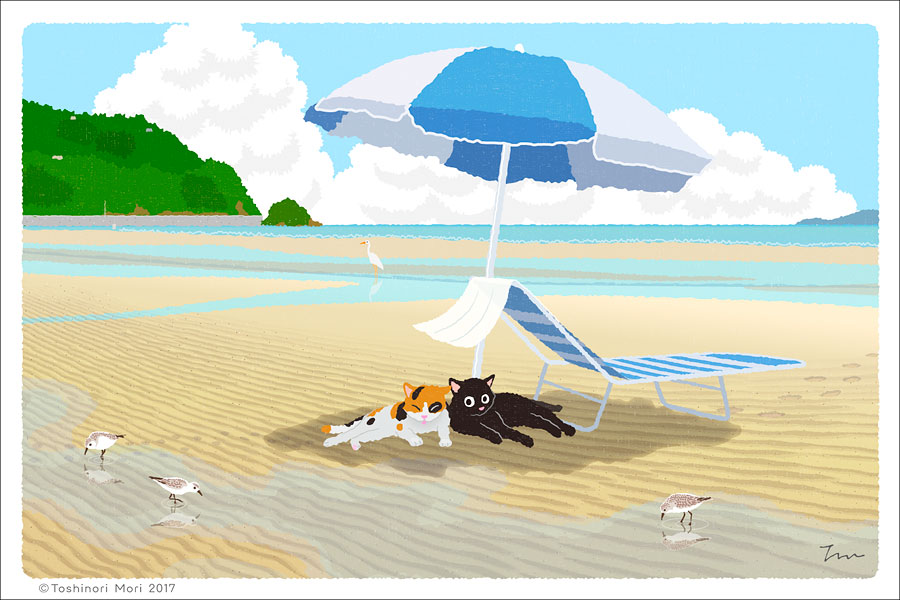 TabiNeko - Summer Parasol Postcard