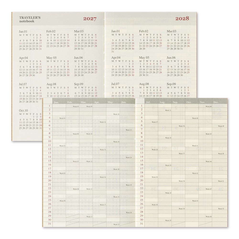 [PRE-ORDER] Traveler's Notebook Passport Size Refill 2027 Monthly