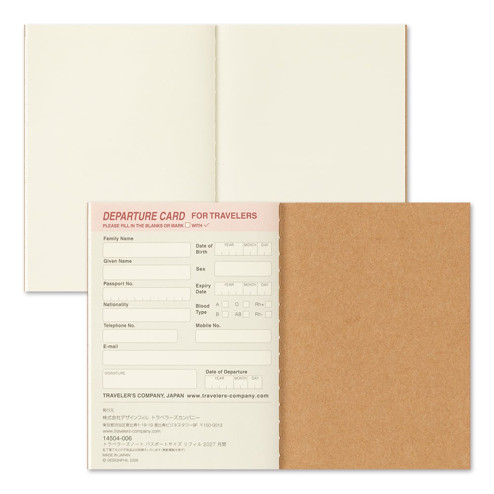 [PRE-ORDER] Traveler's Notebook Passport Size Refill 2027 Monthly