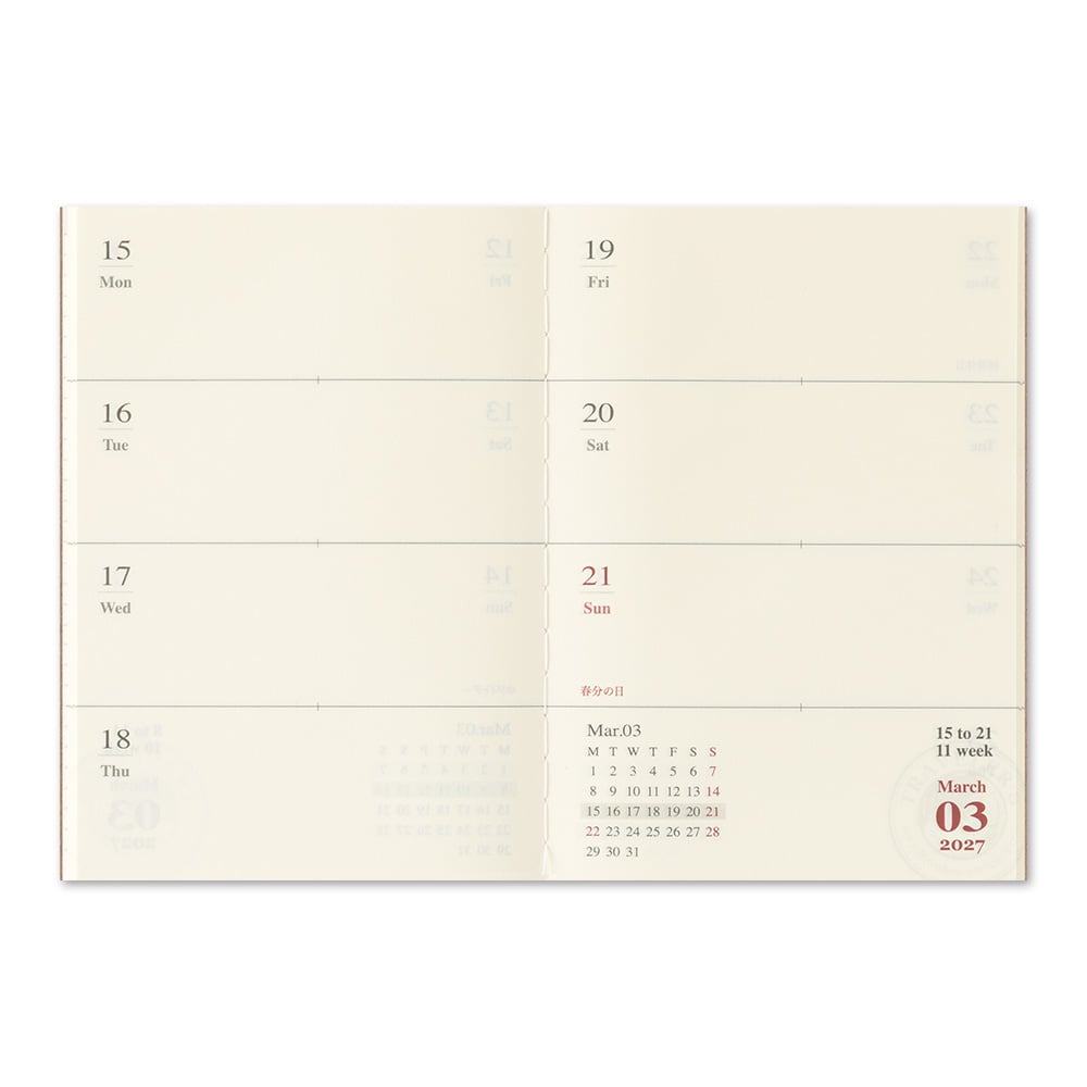 [PRE-ORDER] Traveler's Notebook Passport Size Refill 2027 Weekly