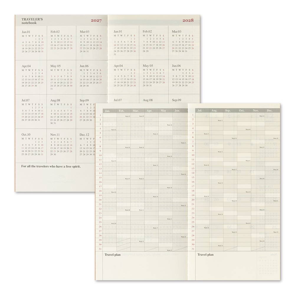 [PRE-ORDER] Traveler's Notebook Regular Size Refill 2027 Monthly
