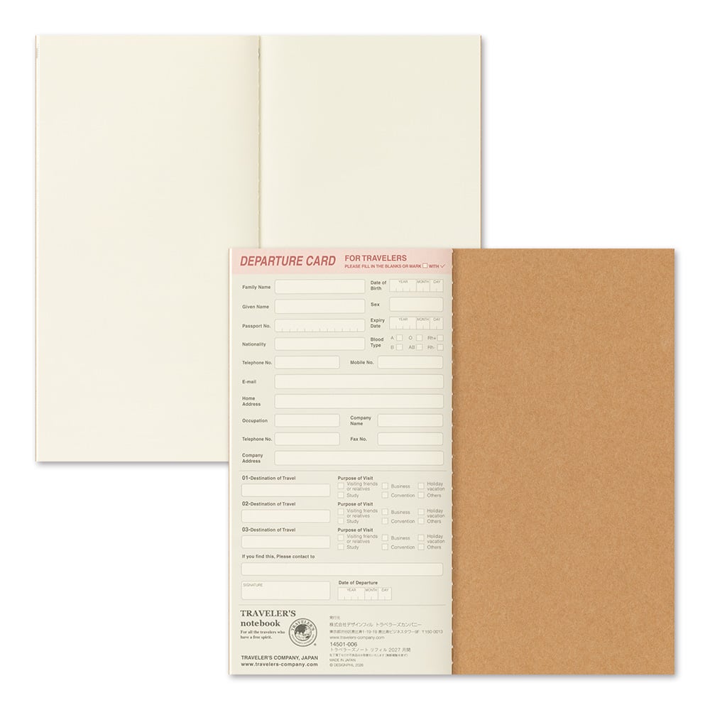 [PRE-ORDER] Traveler's Notebook Regular Size Refill 2027 Monthly