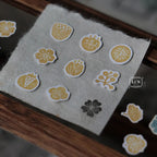 LCN - Wagashi Flowers Compressed Wood Handle Rubber Stamp Set