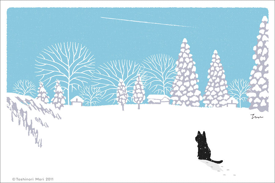 TabiNeko - Winter Hikoki Clouds Postcard